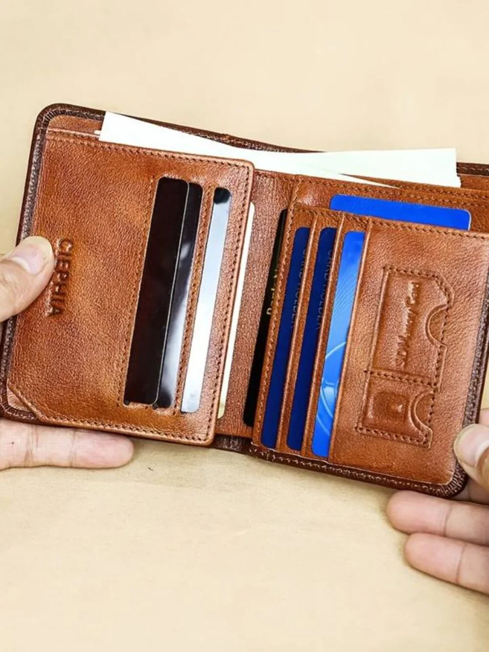 RFID Leather Wallet Trifold Money Clip Men Fathers Day Gift